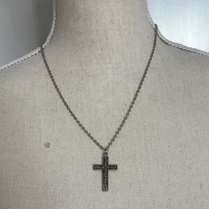 Elegant Silver Cross Pendant Necklace